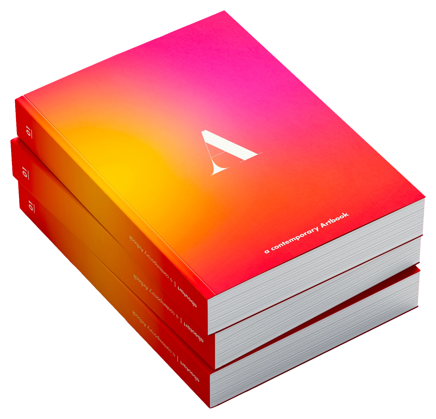 aA artbook, stack of copies with the gradient cover